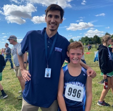Coach Hamilton and Colby after winning a medal!